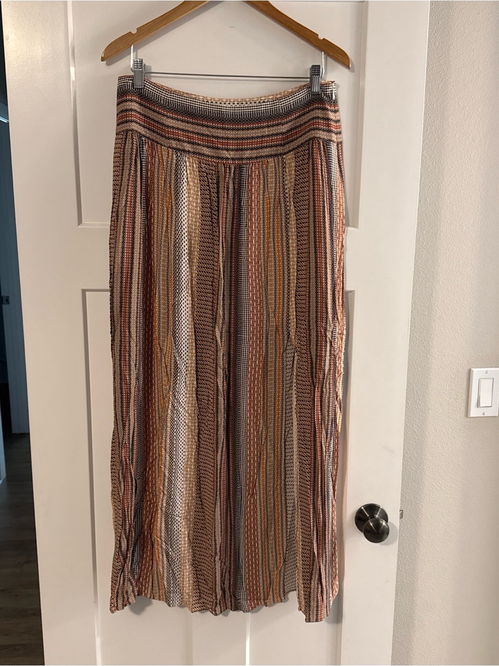 W by Worth Striped Maxi Skirt in Brown, Cream and Rust